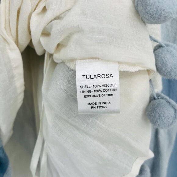 Tularosa Alexa Plaid Off the Shoulder Viscose Top in Cottage Blue, Size Small - Picture 10 of 10